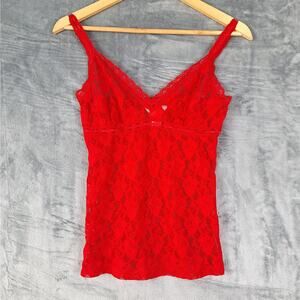 Womens Top‎ Small Red Babydoll Y2K Lace Fairy Coquette Dainty Feminine Sheer